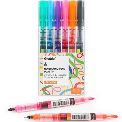 Picture of Grabie Dual Tip Brush Pens (3.5mm Chisel Tip + 0.5mm Needle Tip), Gel Pens, Gel Ink Pens For Journaling,Dual-Tip Notetaking Pen Set, Highlighters for Adult Coloring Books, Note Taking and Lettering