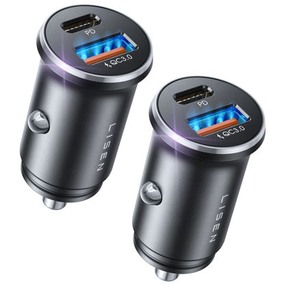 Picture of LISEN 54W Car Phone Charger USB C, Cigarette Lighter Adapter, Car Accessories for iPhone, USB C Car Charger Adapter USBC Type C 12v, Fit for iPhone 16 15 14 13 12 Samsung S25 Google iPad Android