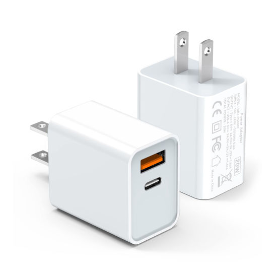 Picture of LCGENS USB C Wall Charger Block 20W, 2-Pack Dual Port PD Power Delivery Fast Type C Charging Block Plug Compatible with iPhone 11/12/13/14/15/16/Pro Max, XS/XR/X, Ipad Pro, Samsung Galaxy
