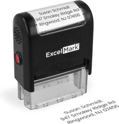 Picture of ExcelMark Custom Stamp - Clear & Crisp Impressions - Personalized Self-Inking Rubber Stamp - Use for Address Stamp and More (Small)
