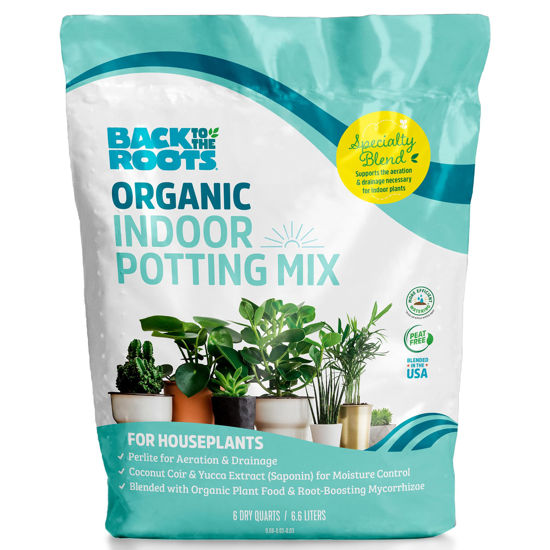 Picture of Back to the Roots 100% Organic Indoor Potting Mix (6 Quart), Promotes Healthy Houseplant Growth, Made in The USA