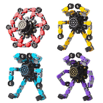 Picture of Gokeey Transformable Fidget Spinners 4 Pcs for Kids and Adults Stress Relief Sensory Toys for Boys and Girls Fingertip Gyros for ADHD Autism for Kids Valentines Day Gifts (Fidget Toy 4pc)