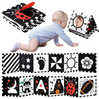 Picture of URMYWO Black and White Baby Toys, Tummy Time High Contrast Newborn Toys 0-3 Months, Soft Baby Book, Visual Stimulation Montessori Sensory Infant Toys 0-6-12 Months, Shower Gift, Stocking Stuffers