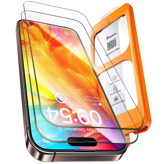 Picture of TOCOL for iPhone 16 Pro Max Screen Protector, [Military Grade Shatterproof] [9H Hardness] HD Tempered Glass for iPhone 16 Pro Max Full Coverage Screen Protector, Easy Installation, 2 Pack