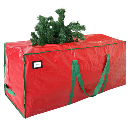 Picture of Cosy Family 7.5 ft Christmas Tree Storage Bag - Durable Heavy Duty Extra Large Artificial Xmas Holiday Tree Bag with Reinforced Handles and Dual Zippers Wide Opening - Red