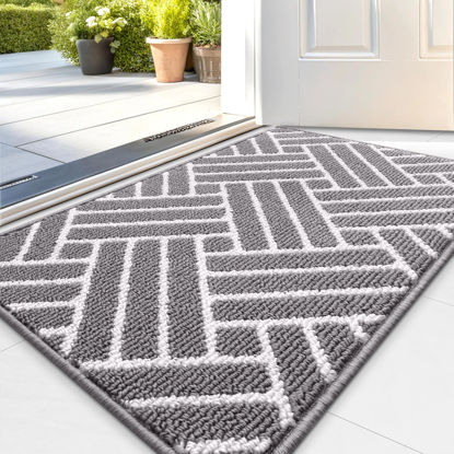 Picture of OLANLY Indoor Door Mat, 32x20 Inch, Dirt Resistant and Absorbent, Non-Slip Rubber Backing Floor Mats, Easy Clean Low-Profile Doormat for Entryway, Front Door, and Inside Entrance, Grey