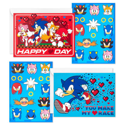 Picture of Hallmark Sonic the Hedgehog Valentine's Day Card Assortment for Kids (24 Valentine Cards, 24 Sticker Sheets and Envelopes)