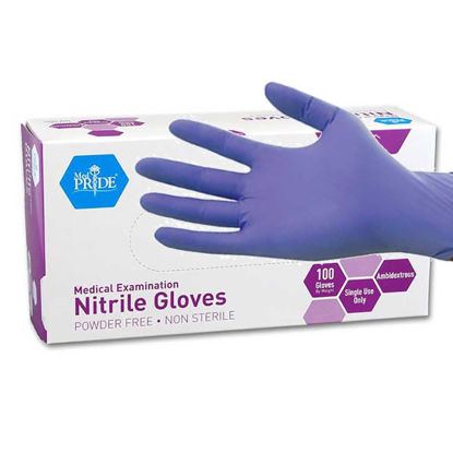Picture of MedPride Powder-Free Nitrile Exam Gloves, Iris Blue, Medium, Box/100