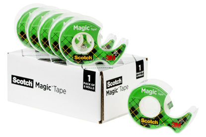 Picture of Scotch Magic Tape, Invisible, Home Office Supplies and Back to School Supplies for College and Classrooms, 6 Rolls with Dispensers
