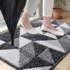 Picture of OLANLY Door Mat Indoor Entrance Washable 32x20, Odor-Free Low-Profile Front Back Geometric Doormat, Absorbent Resist Dirt Entry Carpet, Easy to Clean Sturdy Inside Floor Mats for Entryway, Black