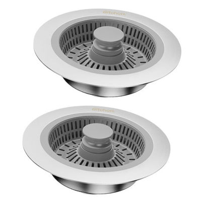 Picture of Gitohoni 3 in 1 Kitchen Sink Drain Strainer - 2 Pcs Universal Stainless Steel Pop Up Sink Stopper with Anti-Clogging Sink Food Catcher Basket for US Standard 3-1/2 Inch Drain Filter