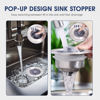 Picture of Gitohoni 3 in 1 Kitchen Sink Drain Strainer - 2 Pcs Universal Stainless Steel Pop Up Sink Stopper with Anti-Clogging Sink Food Catcher Basket for US Standard 3-1/2 Inch Drain Filter