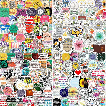 Picture of 220Pcs Inspirational Christian Stickers, Waterproof Bible Verse Jesus Stickers for Water Bottles Laptop Scrapbook Journaling Planner, Bible Study Vision Board Supplies Christian Easter Gifts for Kids