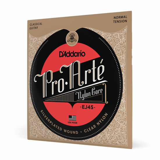 Picture of D'Addario EJ45 Pro-Arte Nylon Classical Guitar Strings, Normal Tension - Nylon Core Basses, Laser Selected Trebles - Offers Balance of Volume and Comfortable Resistance - 1 Set