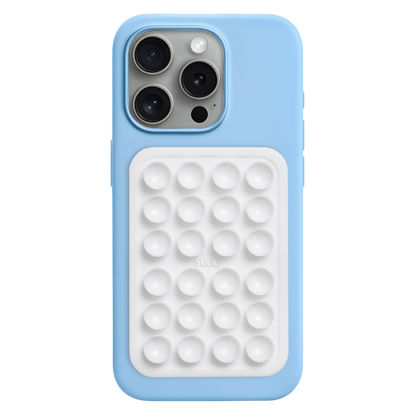Picture of Sucky Silicone Suction Phone Case Adhesive Octo Cup Buddy Mount - Anti-Slip Holder, Hands-Free Phone Accessory for iPhone and Android - Sticky Grip for Selfies, Videos - Pearl White