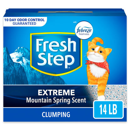 Picture of Fresh Step Extreme Clumping Litter With Febreze Freshness, Mountain Spring Scent Clumping Cat Litter With Guaranteed Odor Control, 14 lb. Box
