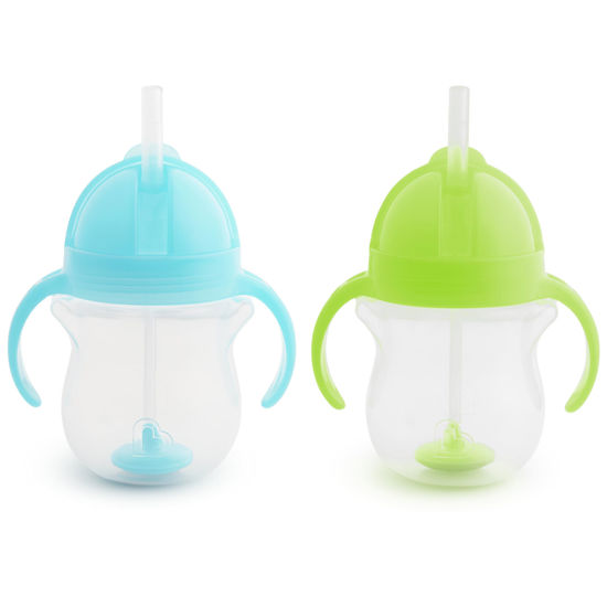 Picture of Munchkin Any Angle Sippy Cup for Toddlers, Weighted Straw Trainer Cup with Click Lock Lid, 7 Ounce, 2 Pack, Blue/Green