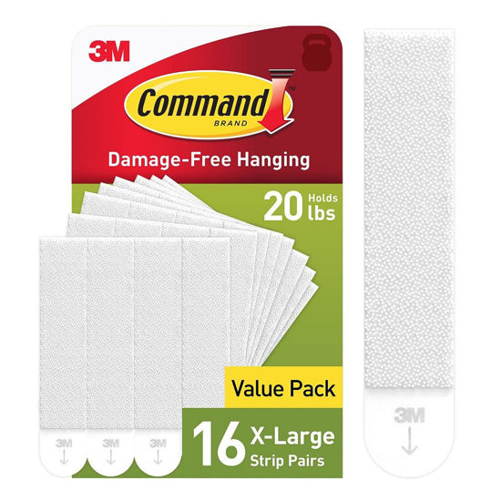 Picture of Command 20 lb XL Heavyweight Picture Hanging Strips 16 Pairs (32 Command Strips), Damage Free Hanging Picture Hangers, Heavy Duty Wall Hanging Strips for Home Decor, White Adhesive Strips