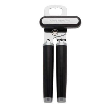 Picture of KitchenAid Classic Multifunction Can Opener and Bottle Opener Easy to Use, Razor Sharp Stainless Steel Cutting Wheel, Soft Ergonomic Handles, Black