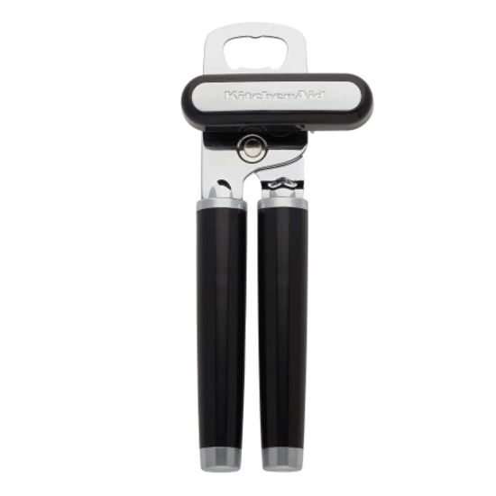 Picture of KitchenAid Classic Multifunction Can Opener and Bottle Opener Easy to Use, Razor Sharp Stainless Steel Cutting Wheel, Soft Ergonomic Handles, Black