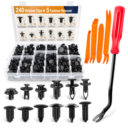 Picture of GOOACC - GRC-33 240PCS Bumper Retainer Clips Car Plastic Rivets Fasteners Push Retainer Kit Most Popular Sizes Auto Push Pin Rivets Set -Door Trim Panel Fender Clips for GM Ford Toyota Honda Chrysler