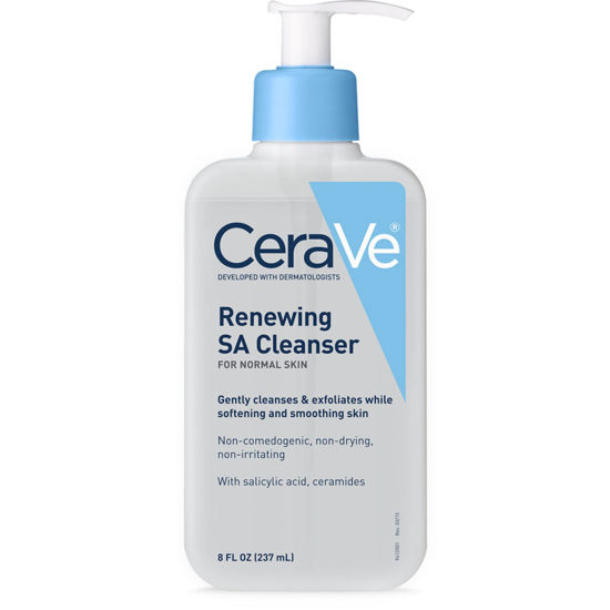 Picture of CeraVe Renewing Salicylic Acid Cleanser, Formulated With Hyaluronic Acid, Niacinamide, & Ceramides, Gentle BHA Exfoliating Face Wash Smooths & Softens Skin, Non Comedogenic & Fragrance Free, 8 Ounce