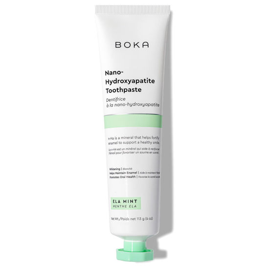 Picture of Boka Fluoride Free Toothpaste Nano Hydroxyapatite, Helps Remineralize, Appropriate for Sensitive Teeth, Whitening - for Adult, Kids Oral Care - Ela Mint Flavor, 4 Fl Oz 1Pk US Manufactured