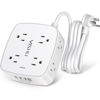 Picture of 6 Ft Surge Protector Power Strip - 8 Widely Outlets with 4 USB Ports, 3 Side Outlet Extender with 6 Feet Extension Cord, Flat Plug, Wall Mount, Desk USB Charging Station, ETL,White