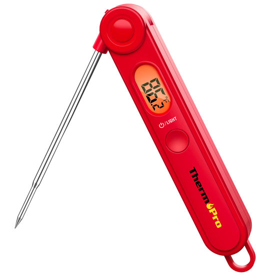 Picture of ThermoPro TP03B Digital Meat Thermometer for Cooking, Instant Read Thermometer with Backlight, Kitchen Food Thermometer for Grill Smoker BBQ Oil Deep Fry Candy Bread Coffee with Pop-up Meat Probe