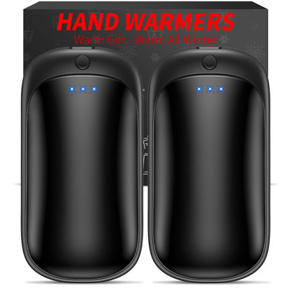 Picture of 2 Pack Hand Warmers Rechargeable, Portable Electric Hand Warmers Reusable, USB 2 in 1 Handwarmers, Outdoor/Indoor/Warm Gifts for Men Women Kids (Black&Black*2)