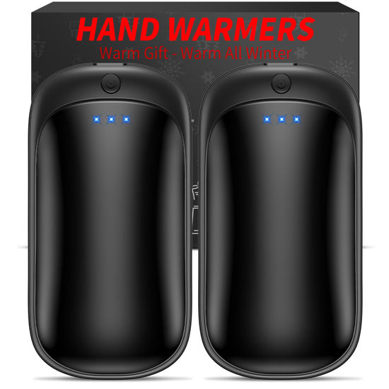 Picture of 2 Pack Hand Warmers Rechargeable, Portable Electric Hand Warmers Reusable, USB 2 in 1 Handwarmers, Outdoor/Indoor/Warm Gifts for Men Women Kids (Black&Black*2)