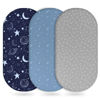 Picture of Unnivoll Baby Bassinet Sheets Girl Boy, Fitted Bassinet Sheet Set 3 Pack Bassinet Mattress Sheets Universal Fit for Rectangle, Round, Oval, Hourglass Mattress, Soft Breathable Blue Gray Planet