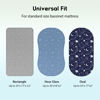 Picture of Unnivoll Baby Bassinet Sheets Girl Boy, Fitted Bassinet Sheet Set 3 Pack Bassinet Mattress Sheets Universal Fit for Rectangle, Round, Oval, Hourglass Mattress, Soft Breathable Blue Gray Planet