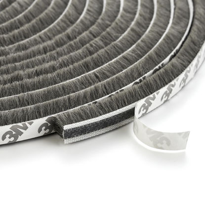 Picture of 33 Ft Window Seal Strip, 0.35 inch x 0.35 inch Sliding Door Weather Stripping Window Seal, Pile Self Adhesive Window Weather Stripping,Door Noise Blocker, Grey