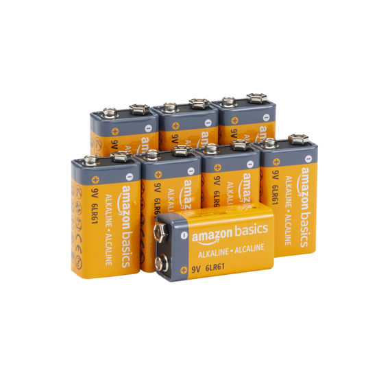 Picture of Amazon Basics 8-Count 9 Volt Alkaline Performance All-Purpose Batteries, 5-Year Shelf Life, Packaging May Vary