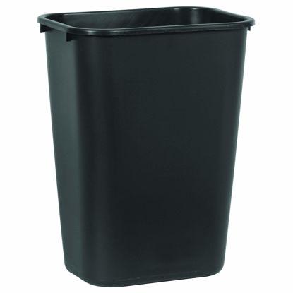 Picture of Rubbermaid Commercial Wastebasket Trash Container, 41QT/10.25 GAL, Plastic, Black, Stackable Trash Can for Bedroom/Bathroom/Office, Fits Under Desk/Sink/Cabinet