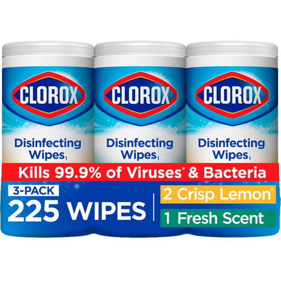 Picture of Clorox Disinfecting Wipes Value Pack, Household Essentials, 75 Count, Pack of 3 (Package May Vary)