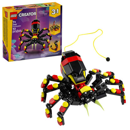 Picture of LEGO Creator 3 in 1 Wild Animals Surprising Spider Toy - Building Toy with 3 Build Options, Spider, Scorpion, or Snake - Animal Figures for Kids, Boys & Girls, Ages 7+ - Gift Idea for Birthday - 31159