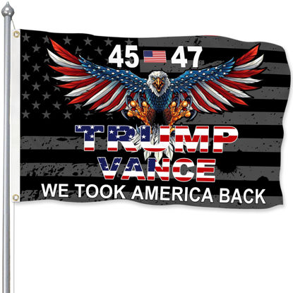 Picture of Trump 45th 47th President Flag Trump Vance Won Took America Back Flag for Yard Bedroom Garden Car Outdoor Decor with 2 Brass Grommets