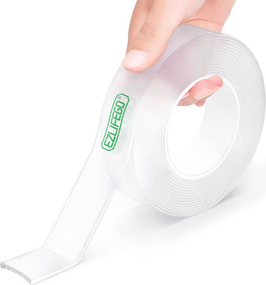 Picture of EZlifego Double Sided Tape Heavy Duty, Nano Double Sided Adhesive Tape, Clear Mounting Tape Picture Hanging Adhesive Strips (9.85FT)