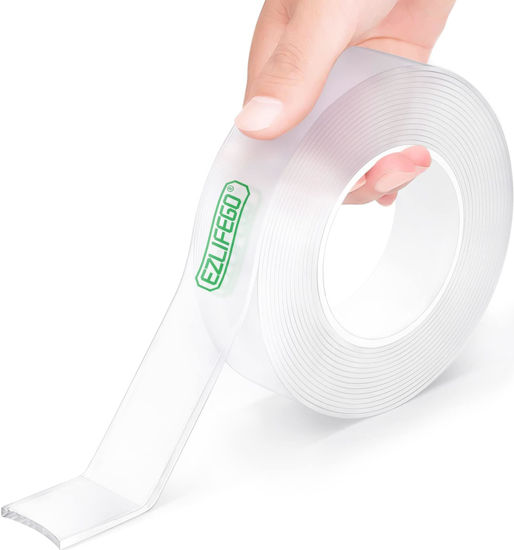Picture of EZlifego Double Sided Tape Heavy Duty, Nano Double Sided Adhesive Tape, Clear Mounting Tape Picture Hanging Adhesive Strips (9.85FT)