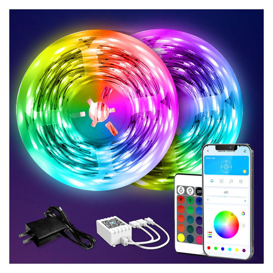 Picture of DAYBETTER LED Strip Lights 130ft Lights Strip for Bedroom, Desk, Indoor Room Bedroom Brithday Gifts RGB Decor with Remote and 24V Power Supply