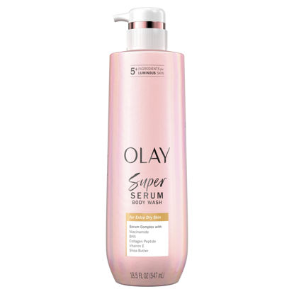 Picture of Olay Super Serum Body Wash for Extra Dry Skin, 24hr Long Lasting Hydration, 5+ Ingredient Serum Complex for Bright Even Firm Luminous Skin, 18.5 fl oz