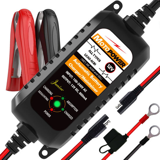 Picture of MOTOPOWER MP00205A 12V 800mA Automatic Battery Charger, Maintainer, Trickle and Desulfator