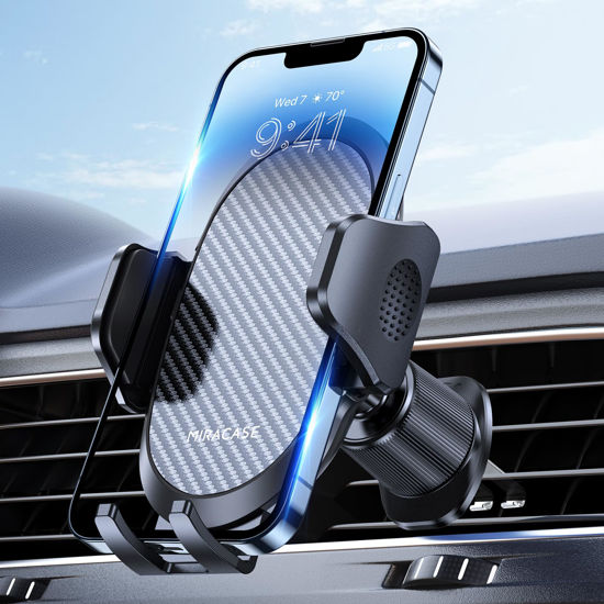 Picture of Miracase Phone Holders for Your Car with Metal Hook Clip, Air Vent Cell Phone Car Mount, Universal Automobile Cradle Fit for iPhone Android and All Smartphones, Dark Black