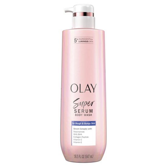 Picture of Olay Super Serum Body Wash for Rough & Bumpy Skin, Hydrating & Renewing Serum Complex with Exfoliating Minerals for Luminous Skin, 18.5 fl oz