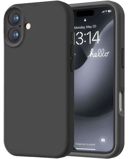 Picture of LOVE 3000 Designed for iPhone 16 Case, Premium Silicone with [Soft Anti-Scratch Microfiber Lining] Shockproof Protective Phone Case for Men Women Girls 6.1", Black