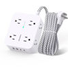 Picture of Surge Protector Power Strip - 8 Outlets with 4 USB (2 USB C) Charging Ports, Multi Plug Outlet Extender, 5Ft Braided Extension Cord, Flat Plug Wall Mount Desk USB Charging Station for Home Office ETL