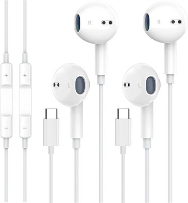 Picture of 2 Pack-USB C Headphones for iPhone 15 Earbuds USB C Wired Earphones with Mic & Remote Control Noise Cancelling for iPhone 16 pro, iPad Pro, Galaxy S23/S22/S21/S20/Ultra Note 10/20, Pixel 7/6/6a/5/4