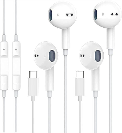 Picture of 2 Pack-USB C Headphones for iPhone 15 Earbuds USB C Wired Earphones with Mic & Remote Control Noise Cancelling for iPhone 16 pro, iPad Pro, Galaxy S23/S22/S21/S20/Ultra Note 10/20, Pixel 7/6/6a/5/4